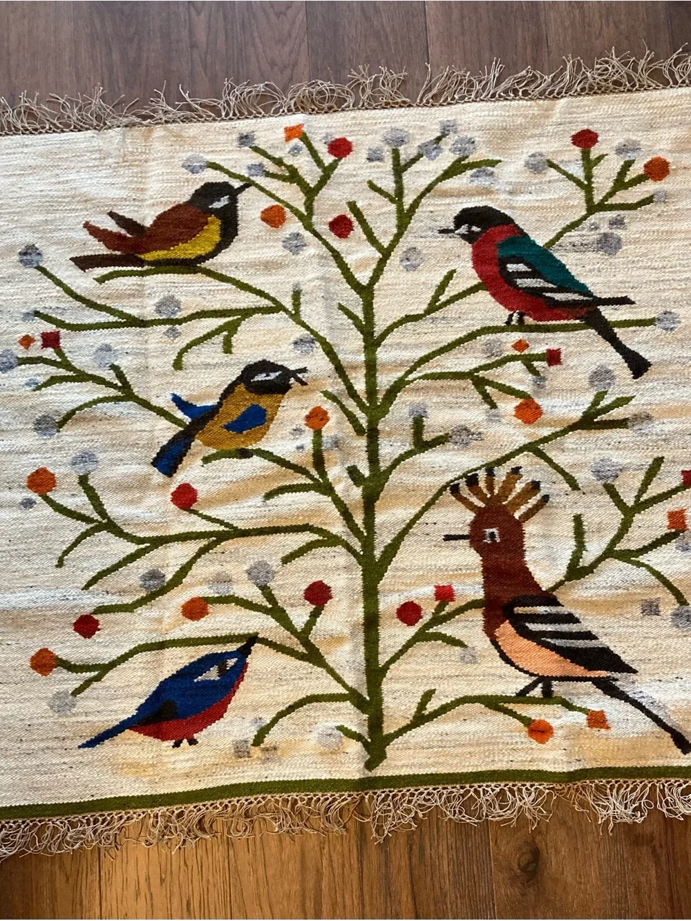 Vintage handmade tree of Life wool rug